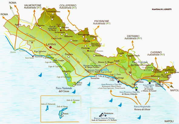 provincia_latina_itinerari_turistici_mappa